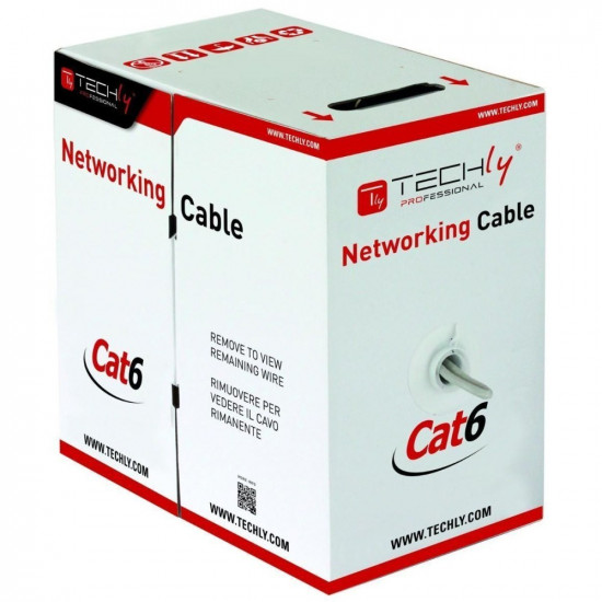 Installation cable twisted pair UTP Cat6 4x2 wire CCA 305m gray