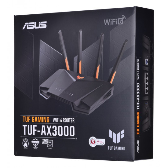 ASUS TUF Gaming AX3000 V2 wireless router Gigabit Ethernet Dual-band (2.4 GHz / 5 GHz) Black, Orange