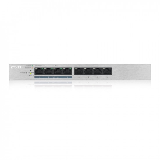 ZYXEL GS1200-8HP, 8 PORT GIGABIT POE+ WEBMANAGED SWITCH, 4X POE, 60 WATT