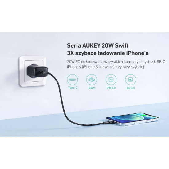 AUKEY PA-R1 Black Wall Charger 1xUSB-C Power D