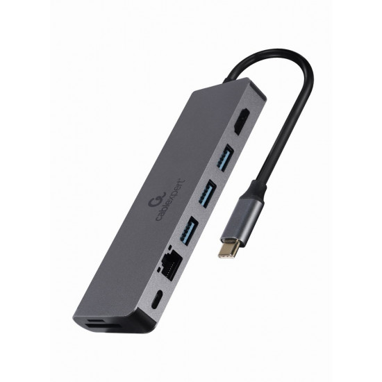 Gembird A-CM-COMBO5-05 USB Type-C 5-in-1 multi-port adapter (Hub + HDMI + PD + card reader + LAN)