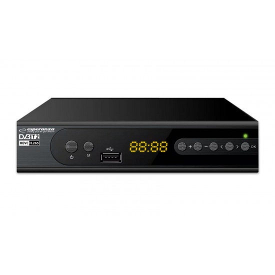 Esperanza EV106P Digital DVB-T2 H.265/HEVC tuner, Black