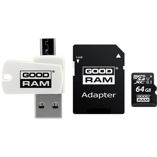 Goodram All in one M1A4-0640R12 memory card 64 GB MicroSDXC Class 10 UHS-I + The card reader