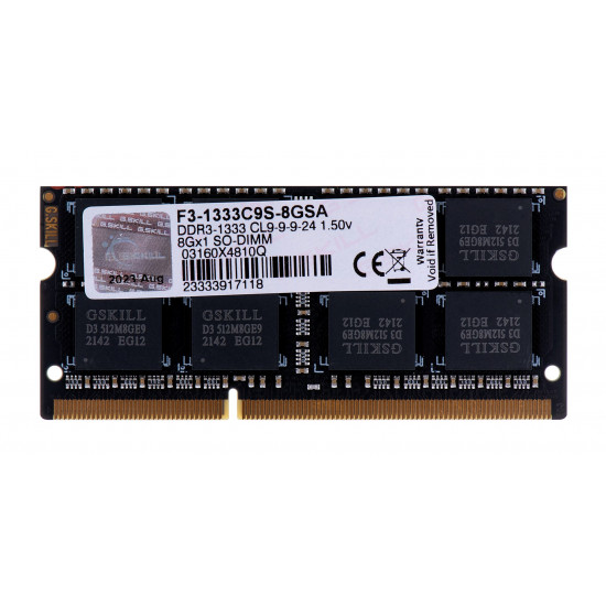 Notebook memory SODIMM DDR3 8GB 1333MHz CL9 1,5V