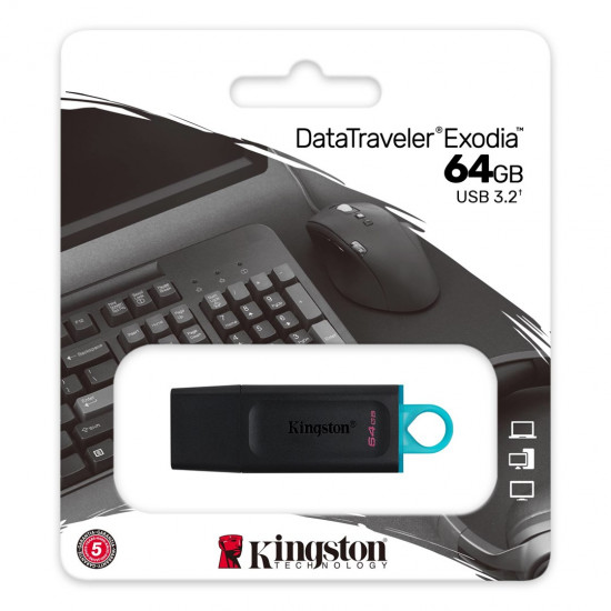 Kingston Technology DataTraveler Exodia USB flash drive 64 GB USB Type-A 3.2 Gen 1 (3.1 Gen 1) Black