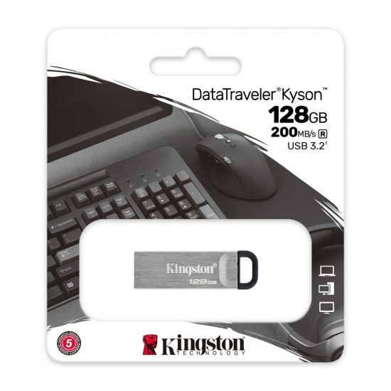 Kingston Technology DataTraveler Kyson USB flash drive 128 GB USB Type-A 3.2 Gen 1 (3.1 Gen 1) Silver