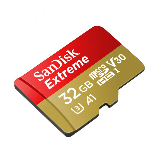 SanDisk Extreme microSDHC 32GB for Action Cams and Drones + SD Adapter - 100MB/s A1 C10 V30 UHS-I U3, EAN: 619659155100