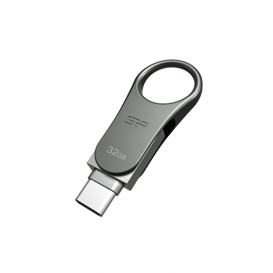 Silicon Power Mobile C80 USB flash drive 32 GB USB Type-A / USB Type-C 3.0 (3.1 Gen 1) Titanium