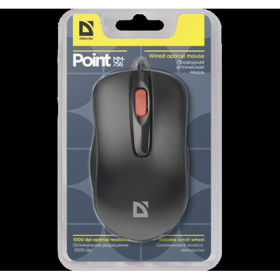 MOUSE DEFENDER POINT MM-756 BLACK OTPICAL 1000DPI 3P