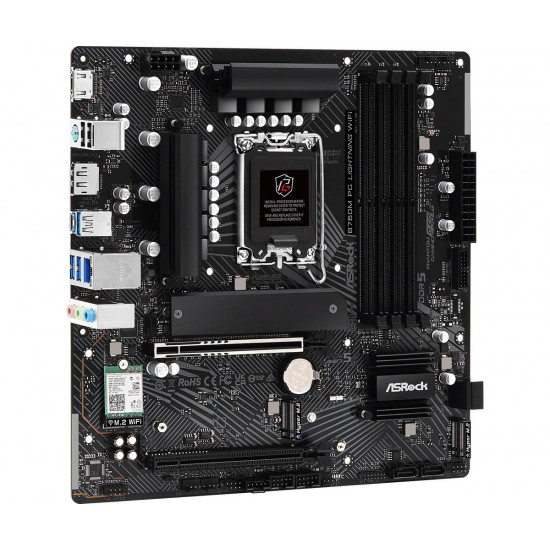 Mainboard|ASROCK|Intel B760 Express|LGA1700|Micro-ATX|Memory DDR5|Memory slots 4|1xPCI-Express 3.0 16x|1xPCI-Express 5.0 16x|3xM.2|1xHDMI|1xDisplayPort|2xUSB 2.0|3xUSB 3.2|1xUSB-C|1xPS/2|1xRJ45|3xAudio port|B760MPGLIGHTNINGWIFI