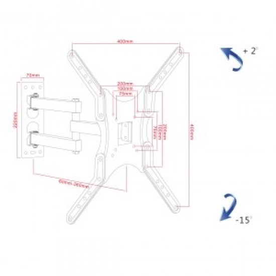 Mount to the 19-56" TV up to 30KG ART AR-61A adjustable