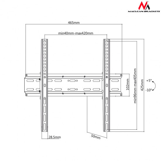 LCD LED Plasma TV Mount Wall Slim Mount Max. 32-55" Up To 35kg Maclean MC-748