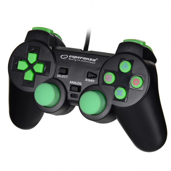 Esperanza EGG107G Gaming Controller Gamepad PC,Playstation 3 Analogue / Digital USB 2.0 Black/Green