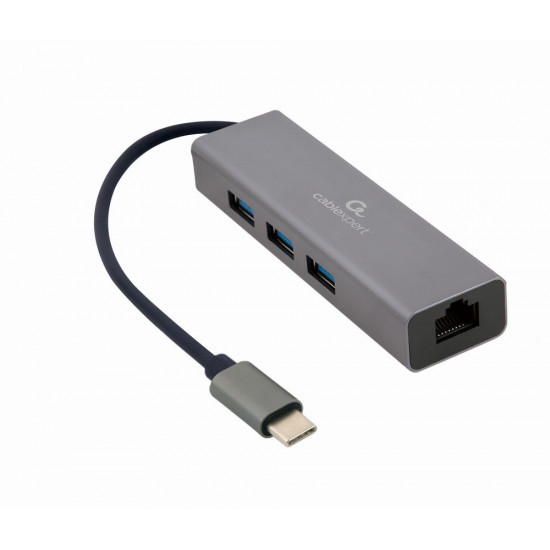 Gembird A-CMU3-LAN-01 USB-C Gigabit network adapter with 3-port USB 3.1 hub