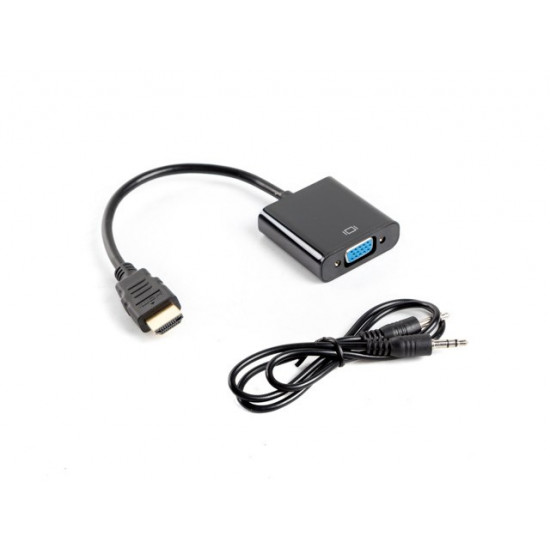 Lanberg AD-0017-BK video cable adapter 0.2 m VGA (D-Sub) HDMI Type A (Standard) Black