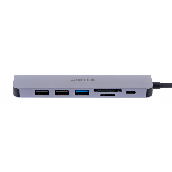 UNITEK HUB USB-C H1118A USB-A x3, USB-C, HDMI, SD, microSD