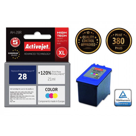 Activejet AH-28R Ink cartridge (replacement for HP 28 C8728A Premium 21 ml color)