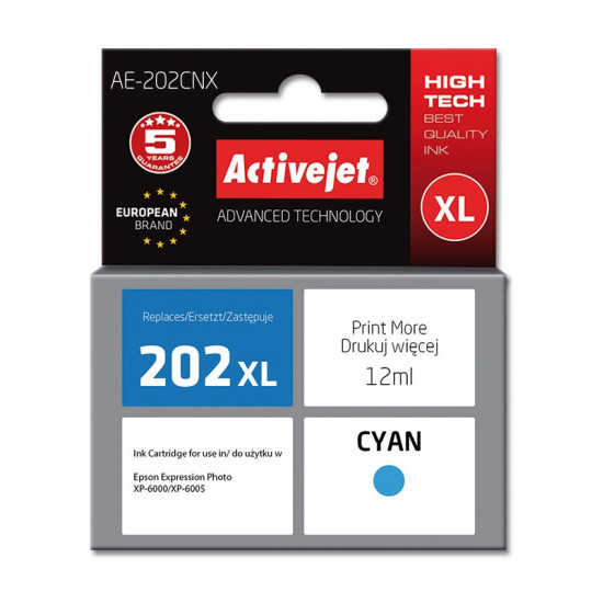 Activejet AE-202CNX ink (replacement for Epson 202XL H24010 Supreme 12 ml cyan)