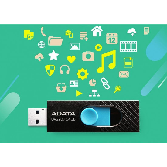 ADATA UV220 USB flash drive 64 GB USB Type-A 2.0 Black, Blue