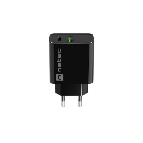 NATEC USB CHARGER RIBERA USB-A+USB-C 20W PD BLACK