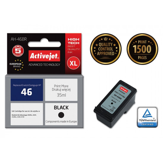 Activejet AH-46BR ink (replacement for HP 46 CZ637AA Premium 35 ml black)