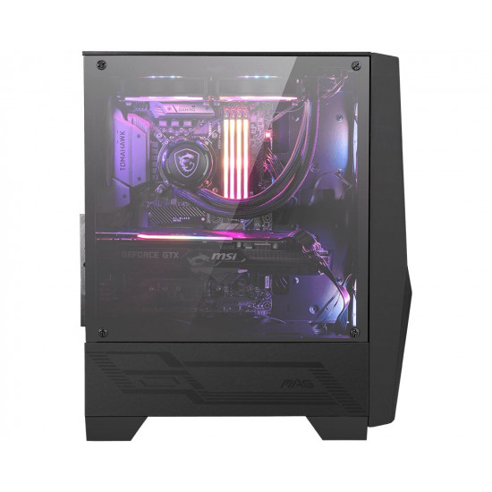 MSI MAG FORGE 100R Mid Tower Gaming Computer Case 'Black, 2x 120mm ARGB PWM Fan, 1x 120mm Fan, 1-6 ARGB Hub, Mystic Light Sync, Tempered Glass Panel, ATX, mATX, mini-ITX'