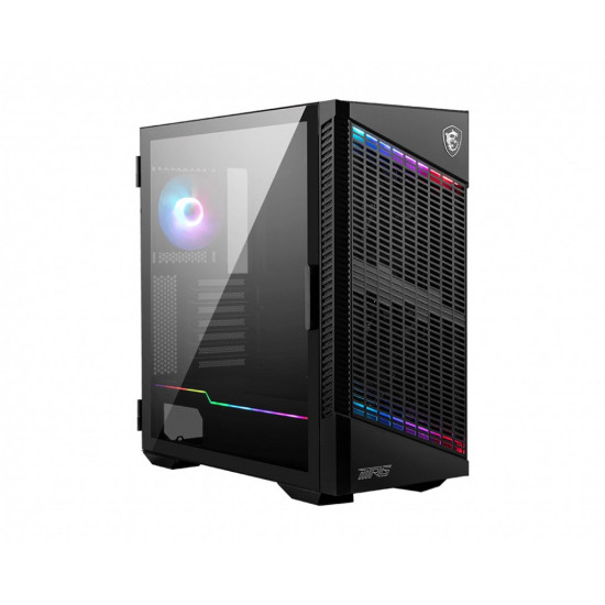 MSI MPG VELOX 100P AIRFLOW Mid Tower Gaming Computer Case 'Black, 3x 120mm Fan + 1x 120mm ARGB Fan, ARGB light strip, USB Type-C, 1x Tempered Glass, Center, E-ATX, ATX, mATX, mini-ITX'