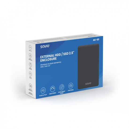 Savio 2.5" External HDD/SDD enclosure, USB 3.0, AK-65