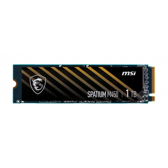 SSD|MSI|SPATIUM M450|1TB|M.2|PCIe Gen4|NVMe|3D NAND|Write speed 3000 MBytes/sec|Read speed 3600 MBytes/sec|2.15mm|TBW 600 TB|MTBF 1500000 hours|S78-440L980-P83