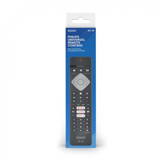 Savio universal remote control/replacement for Philips TV, SMART TV, RC-16