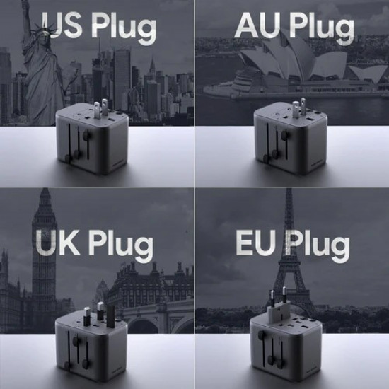 AUKEY PA-TA07 Universal Travel Adapter Charger 35W with USB-C & USB-A UK USA EU AUS CHN 150 Countries