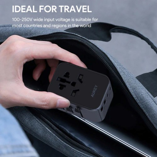 AUKEY PA-TA07 Universal Travel Adapter Charger 35W with USB-C & USB-A UK USA EU AUS CHN 150 Countries