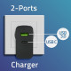 Qoltec 52378 Super Quick PD Charger | 1xUSB-C | 1xUSB | 45W | 5-20V | 2.25-3A | Black