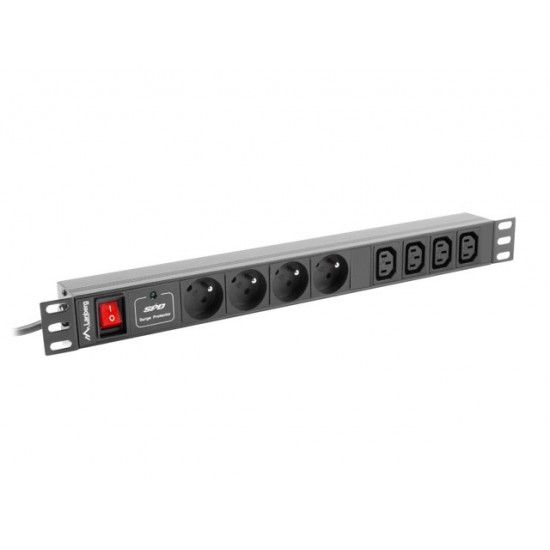 Lanberg PDU-04E04I-0200-BK power distribution unit (PDU) 4 AC outlet(s) 1U Black