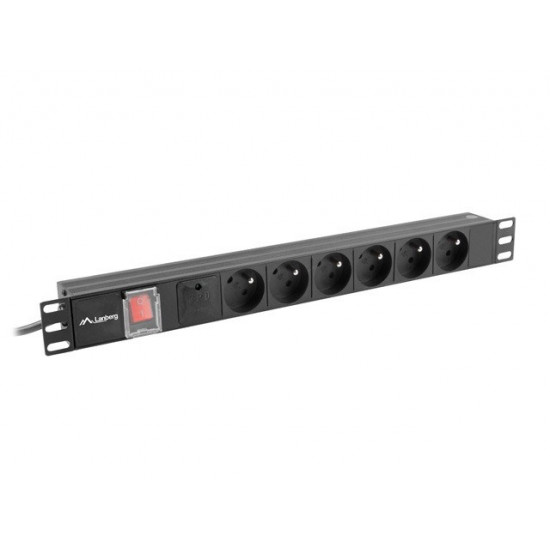 LANBERG POWER STRIP PDU RACK 19" (1U, 16A, 6X 230V PL, 2m)