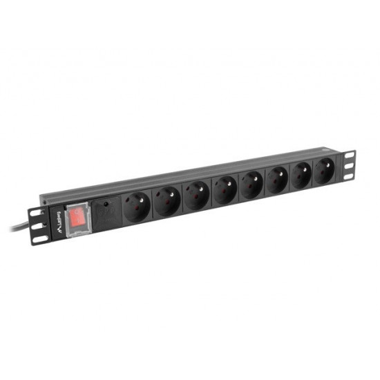 LANBERG POWER STRIP PDU RACK 19" (1U, 16A, 8X 230V PL, 2m)