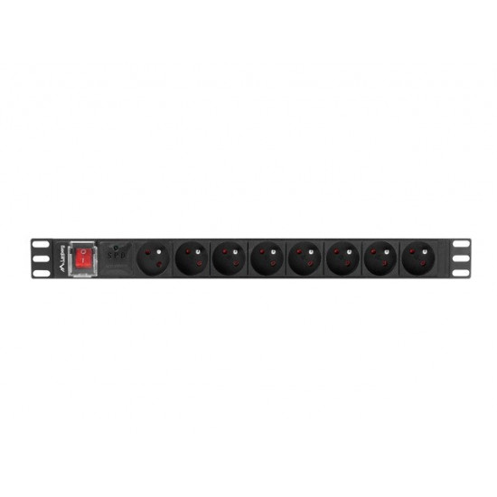 LANBERG POWER STRIP PDU RACK 19" (1U, 16A, 8X 230V PL, 2m)