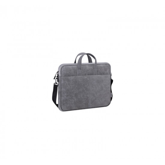 DEFENDER SOLID LEATHER BAG GREY 15.6"