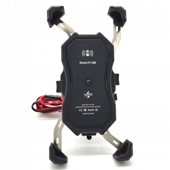 MOTORBIKE PHONE HOLDER FREEDCONN MC1W WITH INDUCTIVE CHARGER + BM2R HEAD TUBE ATTACHMENT