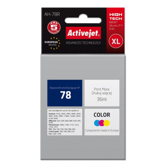 Activejet AH-78R Ink Cartridge (replacement for HP 78 C6578D Premium 36 ml colour)