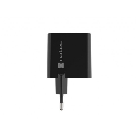 NATEC RIBERA GAN CHARGER 1x USB-A + 1x USB-C 45W BLACK