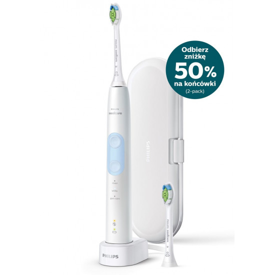 Philips | HX6859/29 | Sonicare ProtectiveClean 5100 Electric Toothbrush | Rechargeable | For adults | ml | Number of heads | White/Light Blue | Number of brush heads included 2 | Number of teeth brushing modes 3 | Sonic technology