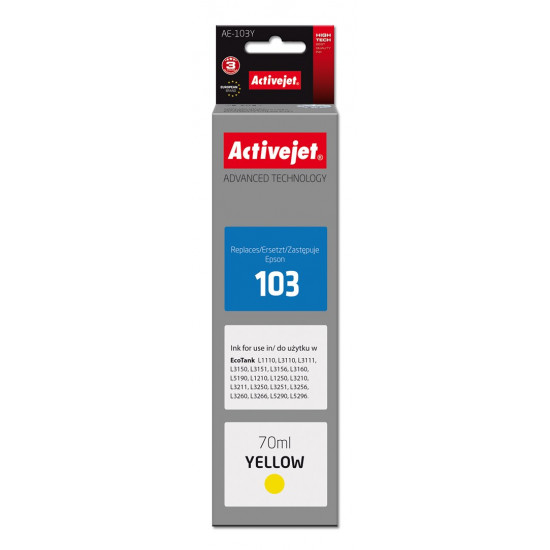 Activejet AE-103Y ink (replacement Epson 103 C13T00S44A Supreme 70 ml yellow)