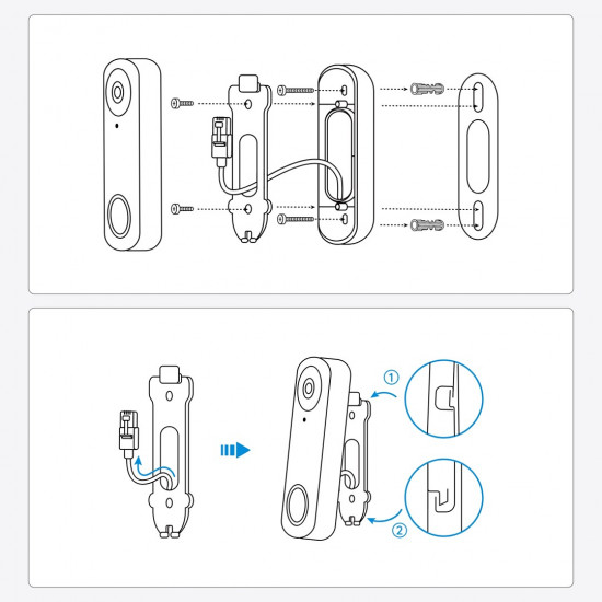 Reolink D340P - 5MP Wired Video Doorbell with Chime, PoE, Person Detection, Two-Way Audio, Works with NVRs, white