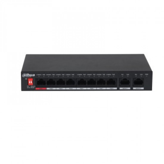 Dahua Technology PoE PFS3010-8ET-96-V2 network switch Unmanaged Gigabit Ethernet (10/100/1000) Power over Ethernet (PoE) Black