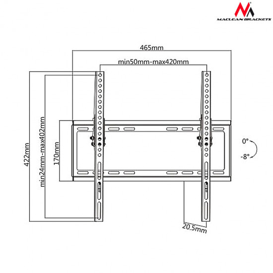 Maclean MC-774 TV stand 32-55" max vesa 400x400 35kg