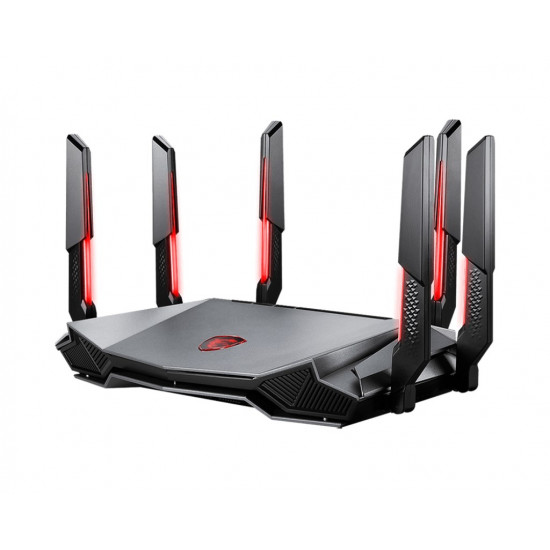 MSI RADIX AXE6600 WIFI 6E TRI-BAND wireless router Gigabit Ethernet Dual-band (2.4 GHz / 5 GHz) Black, Red