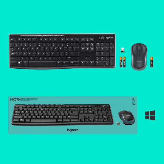 Logitech Wireless Combo MK270 keyboard Mouse included RF Wireless QWERTY US International Black, Silver