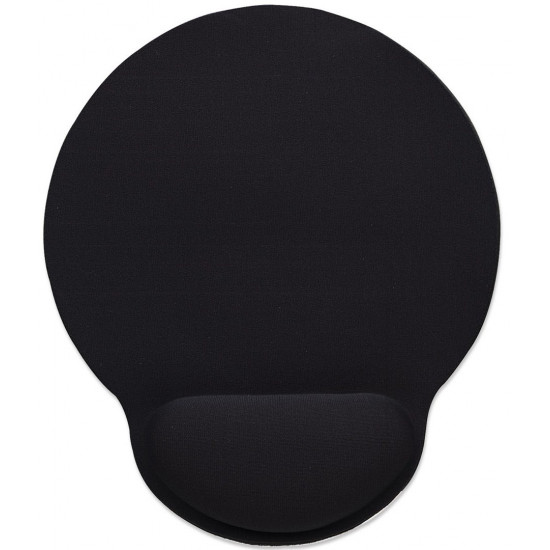 Manhattan Wrist Gel Support Pad and Mouse Mat, Black, 241 203 40 mm, non slip base, Lifetime Warranty, Card Retail Packaging