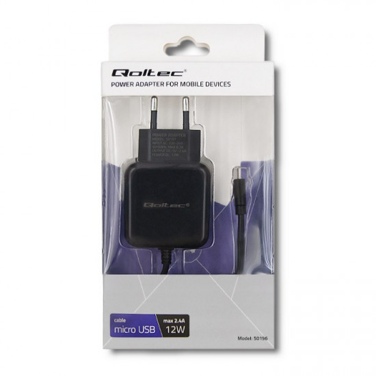 Qoltec 50196 Charger 5V | 2.4A | 12W | MicroUSB | Black